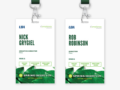 UBA Spring Conference - Name Tags badge conference design green leaf name tags nature print spring