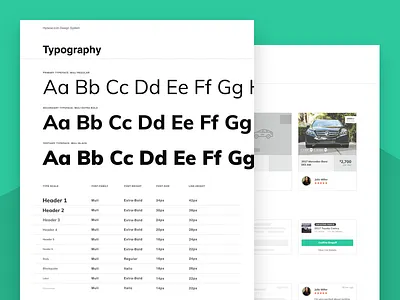 HyreCar Design System WIP app auto cards components design helvetica muli system typography web