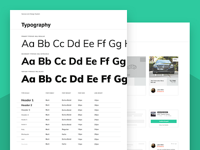 HyreCar Design System WIP app auto cards components design helvetica muli system typography web