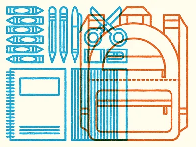 The Backpack Project Poster 02 backpack bag crayon education fundraising monoweight pencil poster print school tools typography