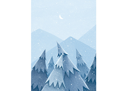 Winter forest art book children illustration forest illustration moon snow winter