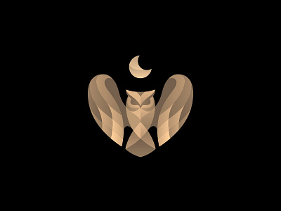 Owl design geometic logo modern moon owl symbol