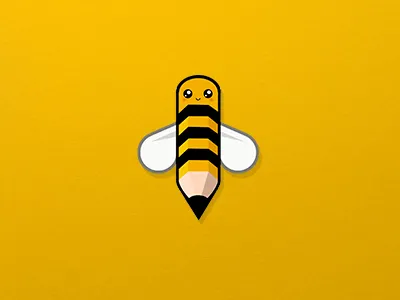 Bee Pencil Logo Concept bee illustrator logo pencil