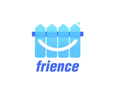 frience logo 2d blue color fence flat friend gradient illustrator logo minimal modern