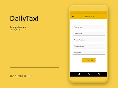 Dailytaxi 001 dailyui sign up