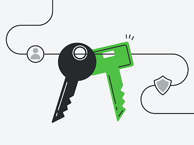 Keys 2fa design flat hero illustration key line lock security vector