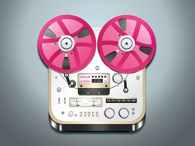 Hello Dribbble! debut first shot dribbble illustration phatnguyen skeuomorphism sterio tape recoder thankyou