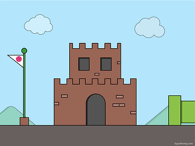 Mario Castle castle illustration illustrator mario outline illustration outlined stroke stroke illustration