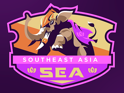 Southeast Asia Badge Design armor asia badge drawing elephant esport illustration logo lotus mascot medieval vector