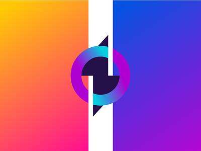 O + Thunder circle gradient letter monogram nature symbol unused