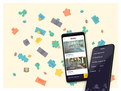 Flexday Illustrations background co working drawing illustration mobile office pattern rainbow startup