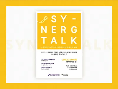 Poster Synerg'Talk poster typography yellow