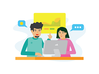 Analyse analytic chat flat design illustration laptop malaysia minmal support vector