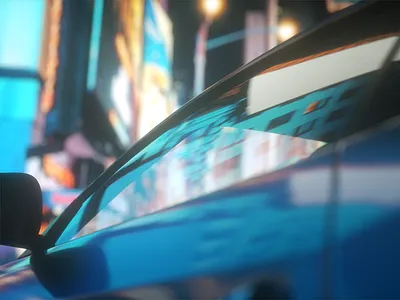 retrospect 3d art blue c4d car city neon night octane