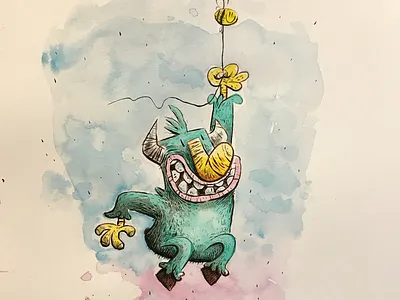 Bee pal character character design illustration inks watercolour