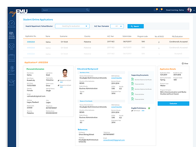 Student Online Application Application Details ui ux website