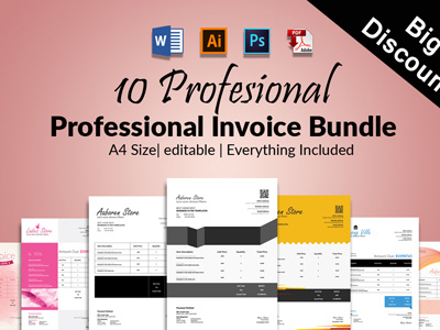 10 Invoice Bundle (Word,ai,pdf,psd) 10 invoice bundle (word agency ai blue business business corporate agency flyer business flyer clean company pdf psd)