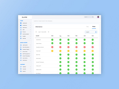 Attendence Dashboard attendance dashboard school sketch ui design