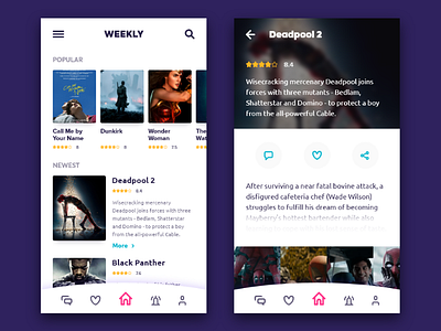 Weekly UI - 7 mobile movie movies rating shadows user ux