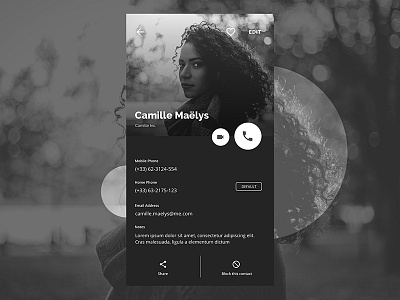 Contact Detail contact dailyui dark design mobile profile ui uidesign ux webdesign