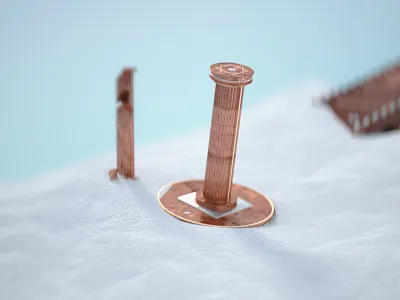 Column Coins 3d architechture blue bronze copper gold metal snow teal