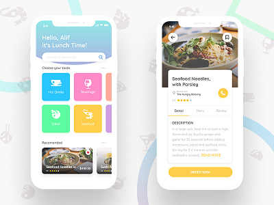 Restaurant UI Design adobe xd app design clean icon design mobile app ui design user interface