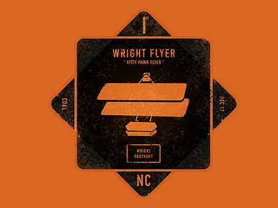 Kitty Hawk Flyer badge graphic design grunge patterns retro t shirt texture type typography vintage