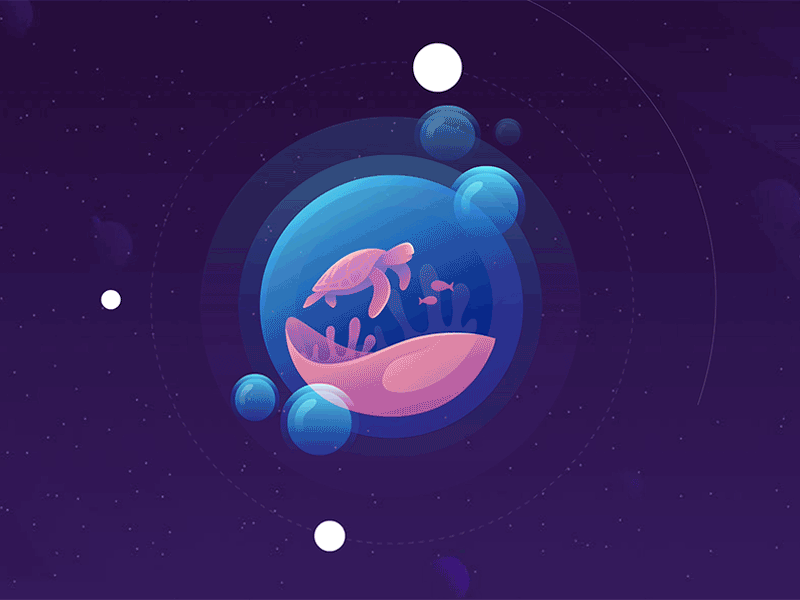 Caribbean Planet beach bubble casino fish gradient illustration planet space transparent turtle universe