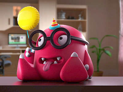 Buba 3d character cinema4d design drawing dribbble funny light monster red render