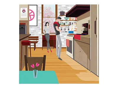 Home character cooking food home kitchen life