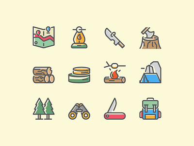 Adventure and Survival Icon Set adventure camp icon icon set journey jungle survival treasure