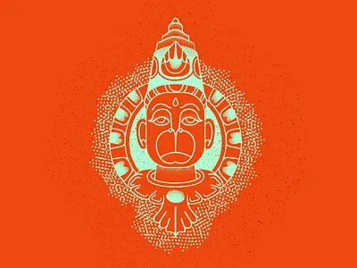Hanuman adobe brushes deity god hanuman illustration illustrator india retrosupply strokeart vector