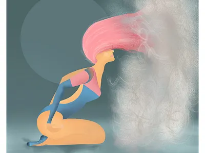 Dusty hair. Movement #2. ballerina dark illustration pink hair procreate