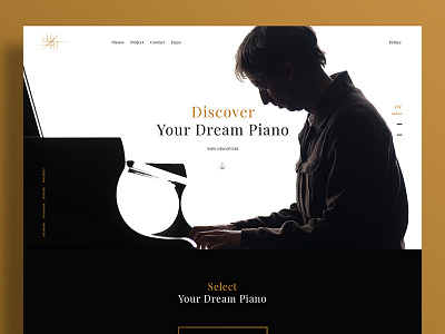 Piano One Page Web Design black contrast design experience interface piano ui user ux web white