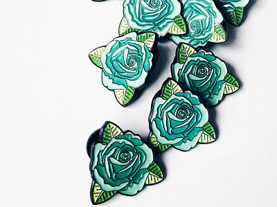 Teal Rose Pin design enamel pin flowers illustration plants product design rose teal