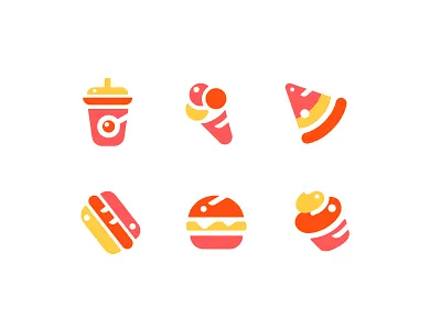 Icon Set 02 -FOOD coffee color dessert drink fastfood food hamburg hotdog icecream icon pizza starbucks