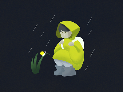 Yellow friends in the rain character color design graphic illustration tone yellow