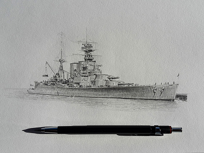 Hms Hood Wellington Harbour hms hood pencil sketch