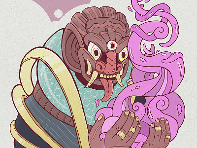 Dribbble Shaman debut demon illustration indonesian magic mask shaman sketch