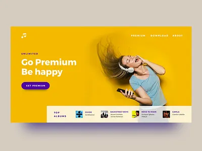 Music Premium Landing Page - Freebie adobexd concept freebie landing page music photoshop playlist spotify ui uidesign user interface ux