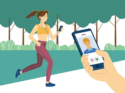 Tinder run characters dailydraw date doodle draw illustration stroke tinder vector 일러스트