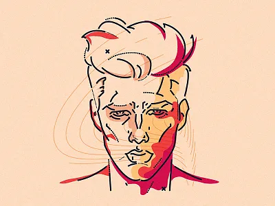Glum character fashion illustration lines man minimal portrait thumbprint