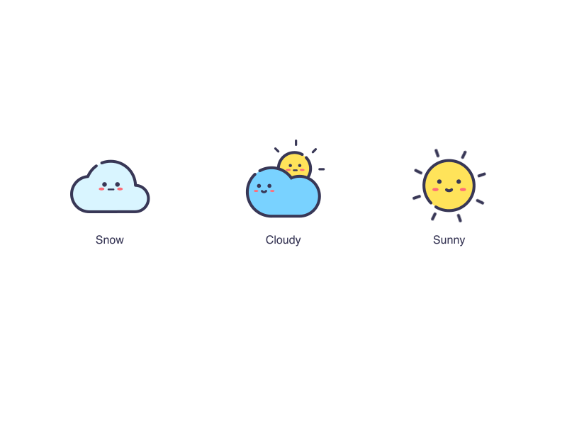 Lovely weather icons ae animation cloudy icon snow sunny