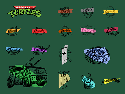 TMNT illustrations casey jones donatello illustration leonardo michaelangelo raphael rocksteady shredder splinter tmnt turtles vector