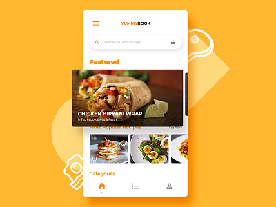 Yummy Book - Home Page cooking dailyui design interaction minimal mobile presentation recipes ui uidesign webdesign