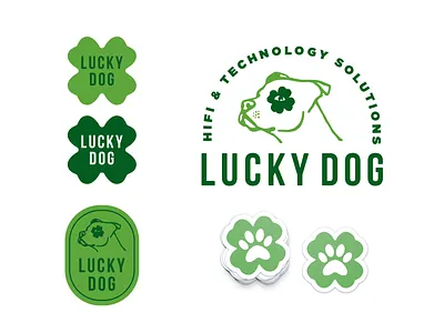Lucky Dog Hifi brand bull dog irish logo lucky paw pit
