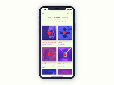 Apple iOS Album Colour Idea album collection figma ios play player ui