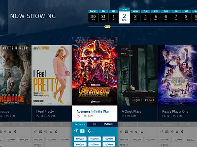 Movie Theater Showtimes calendar cinema datepicker design movies theater tickets ui website