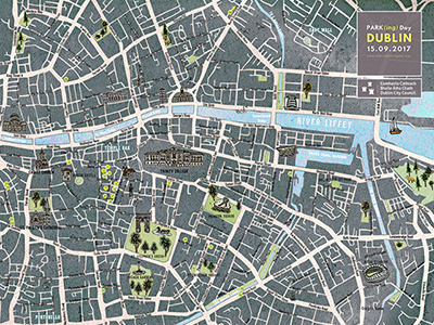 Dublin Parking Day Map 2017 art artwork detailed drawing dublin festival illustration illustrator ireland linework map poster