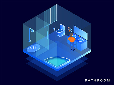 Bathroom 2.5d bathroom color house illustrator